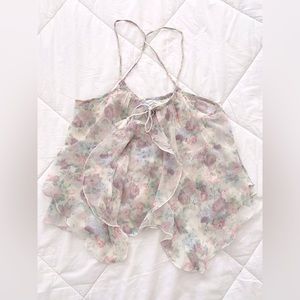 Abercrombie & Fitch Delicate Feminine Flowy Floral Layered  Spaghetti Strap Top